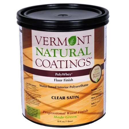 VERMONT NATURAL COATINGS PolyWhey Satin Clear Water-Based Floor Finish 1 qt 900103